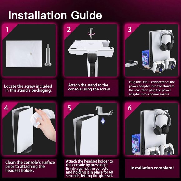PS5 Slient Cooling Stand with RGB LED Light, Dual Charging Station - Picture 5 of 8